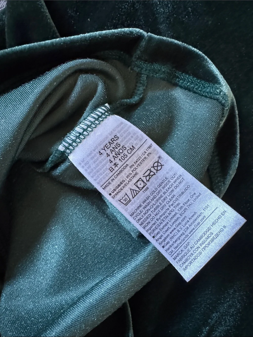 GAP Girls Deep Green Velvet Bow-Shoulder Dress
